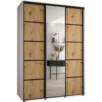 MEBLE KRYSPOL Davos 5 Schrank, drei Türen - 235,2x170x60 cm - Weiß Artisan Schwarz