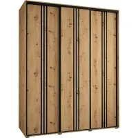 MEBLE KRYSPOL Davos 6 Schrank, drei Türen - 235,2x200x60 cm - Artisan Artisan Schwarz