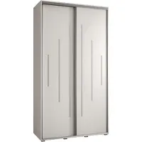 MEBLE KRYSPOL Cannes 12 Schrank mit 2 Schiebetüren - 205,2x140x45 cm - Weiß Weiß Silber