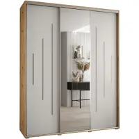 MEBLE KRYSPOL Davos 13 Schrank, drei Türen - 235,2x200x60 cm - Artisan Weiß Silber