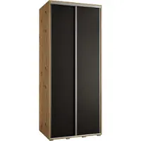 MEBLE KRYSPOL Cannes 1 Schrank mit 2 Schiebetüren - 205,2x120x60 cm - Artisan Schwarz Silber