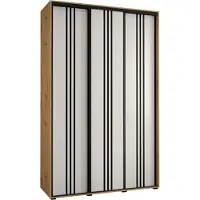 MEBLE KRYSPOL Davos 6 Schrank, drei Türen - 235,2x160x45 cm - Artisan Weiß Schwarz