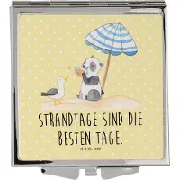 Mr. & Mrs. Panda Schminkspiegel Sommer Strandtage - Gelb Pastell - Geschenk, Inspiration, Blühende Blumen, Sommerferien Abschiedsgeschenk, Küstenurlaub, Frauen Spiegel