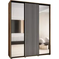 MEBLE KRYSPOL Lanko 2 Schrank mit 3 Schiebetüren - 235,2x190x45 cm - Artisan Weiß Schwarz