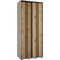 MEBLE KRYSPOL Cannes 6 Schrank mit 2 Schiebetüren - 205,2x120x45 cm - Weiß Artisan Schwarz