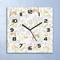Coloray Wanduhr Echt-Glas-Küchenuhr Helle Waldtiere Quarz Lautlos 30x30 Deko Bilder