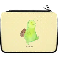 Mr. & Mrs. Panda Etui Schildkröte Pfeifen - Gelb Pastell - Geschenk, Schlampermäppchen, Federmappe, Bleistiftetui, Depression, Federtasche, Trennung, Federmäppchen
