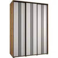 MEBLE KRYSPOL Cannes 6 Schrank mit 3 Schiebetüren - 205,2x180x60 cm - Artisan Weiß Schwarz