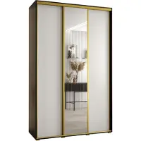 MEBLE KRYSPOL Cannes 3 Schrank mit 3 Schiebetüren - 205,2x150x45 cm - Schwarz Weiß Gold