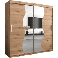 MEBLE KRYSPOL Kleiderschrank, Schiebetürenschrank Schlafzimmer, Schrank mit Spiegel MADRYT 200 cm