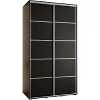 MEBLE KRYSPOL Davos 4 Schrank, zwei Türen - 235,2x140x60 cm - Schwarz Schwarz Silber