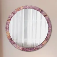 Coloray Runder Spiegel mit Modernem Aufdruck - Dekospiegel Wandmontage -marmor mit gold- Ø100cm