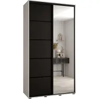 MEBLE KRYSPOL Cannes 5 Schrank mit 2 Schiebetüren - 205,2x130x45 cm - Weiß Schwarz Schwarz