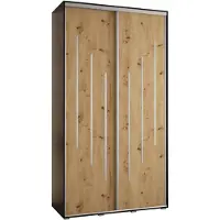 MEBLE KRYSPOL Cannes 8 Schrank mit 2 Schiebetüren - 205,2x130x45 cm - Schwarz Artisan Silber