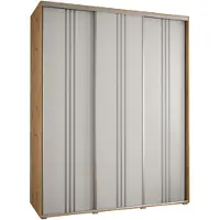 MEBLE KRYSPOL Davos 6 Schrank, drei Türen - 235,2x200x60 cm - Artisan Weiß Silber