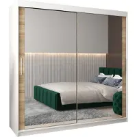 MEBLE KRYSPOL Kleiderschrank, Schiebetürenschrank Schlafzimmer, Schrank mit Spiegel TOKYO 3 200 cm