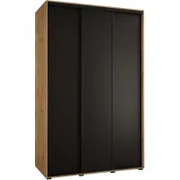 MEBLE KRYSPOL Cannes 1 Schrank mit 3 Schiebetüren - 205,2x160x60 cm - Artisan Schwarz Schwarz