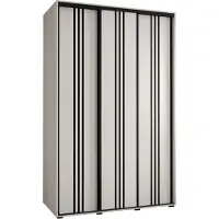 MEBLE KRYSPOL Cannes 6 Schrank mit 3 Schiebetüren - 205,2x150x60 cm - Weiß Weiß Schwarz