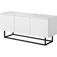 PAWS MÖBEL Weißer stehender RTV-Schrank auf Metallfüßen, 120x55x37, TV-Schrank, modern, Loft, industriell, mattiert