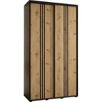 MEBLE KRYSPOL Cannes 6 Schrank mit 2 Schiebetüren - 205,2x140x45 cm - Schwarz Artisan Schwarz
