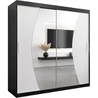 MEBLE KRYSPOL Kleiderschrank, Schiebetürenschrank Schlafzimmer, Schrank mit Spiegel WAVE 200 cm