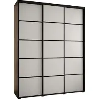 MEBLE KRYSPOL Davos 4 Schrank, drei Türen - 235,2x190x60 cm - Schwarz Weiß Schwarz
