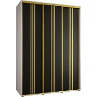 MEBLE KRYSPOL Davos 6 Schrank, drei Türen - 235,2x180x60 cm - Weiß Schwarz Gold
