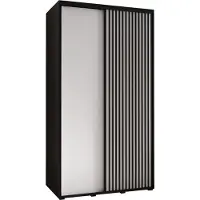 MEBLE KRYSPOL Sapporo 1 Schrank mit 2 Schiebetüren - 205,2x130x60 cm - Schwarz Weiß Schwarz
