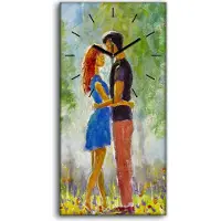 Coloray Dekor Leinwand Uhr Wandbilder Geräuschlos 30x60 Gemälde Park Bäume Blumen paar - schwarze Hände