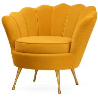 PAWS MÖBEL Muschel-Sessel | Bezug Samt-Stoff | Gestell Metall goldfarben/ schwarz/ chrom | B 87 x T 72 x H 81 cm | honig