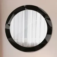 Coloray Ø70cm Spiegel - Glasrahmen mit Aufdruck - Wandspiegel Schlafzimmer - Abstrakt schwarz