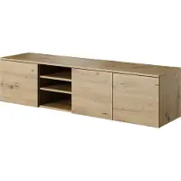 PAWS MÖBEL Wandmontierter RTV-Schrank, 150x38x37, TV-Schrank, modern matt, TV-Lowboard ARTISAN-Eiche