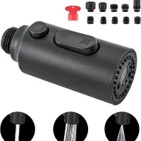 INF Schwenkbarer Wasserhahn-Aufsatz für Küchenspüle mit 3 Strahlarten, ABS, 8 cm, für flexible Reinigung Schwarz