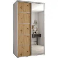 MEBLE KRYSPOL Davos 5 Schrank, zwei Türen - 235,2x130x60 cm - Weiß Artisan Silber