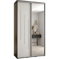 MEBLE KRYSPOL Cannes 9 Schrank mit 2 Schiebetüren - 205,2x140x60 cm - Schwarz Weiß Silber