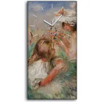 Coloray Wohnzimmer-Bild Leinwand Uhr 30x60 Malerei Abstrakte Mädchen Wiese Blumen Kunst - weiße Hände