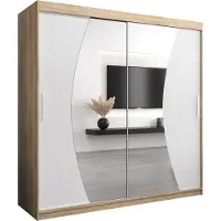 MEBLE KRYSPOL Kleiderschrank, Schiebetürenschrank Schlafzimmer, Schrank mit Spiegel WAVE 200 cm