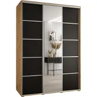 MEBLE KRYSPOL Davos 5 Schrank, drei Türen - 235,2x180x60 cm - Artisan Schwarz Silber