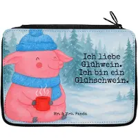 Mr. & Mrs. Panda Etui Schwein Glühwein Design - Weiß - Geschenk, Bleistiftetui, Schlampermäppchen, Weihnachtsmarkt, Glühschwein, Mäppchen, Weihnachten, Schreibmappe