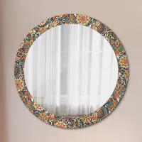 Coloray Spiegel - Mirror zum Wandspiegel Schlafzimmer – Schminkspiegel- vintage blumen illustration- Ø80cm