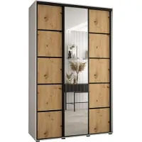 MEBLE KRYSPOL Davos 5 Schrank, drei Türen - 235,2x150x45 cm - Weiß Artisan Schwarz