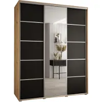 MEBLE KRYSPOL Davos 5 Schrank, drei Türen - 235,2x190x60 cm - Artisan Schwarz Silber