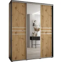 MEBLE KRYSPOL Davos 11 Schrank, drei Türen - 235,2x200x45 cm - Schwarz Artisan Silber