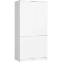 Akord Kleiderschrank S90 Weiß 90 cm 4 Türen 4 Regalböden B90xH180xT51 cm