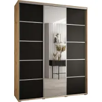 MEBLE KRYSPOL Davos 5 Schrank, drei Türen - 235,2x190x45 cm - Artisan Schwarz Silber