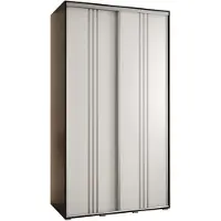 MEBLE KRYSPOL Cannes 6 Schrank mit 2 Schiebetüren - 205,2x140x60 cm - Schwarz Weiß Silber