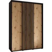 MEBLE KRYSPOL Sapporo 1 Schrank mit 3 Schiebetüren - 205,2x180x45 cm - Schwarz Artisan Schwarz