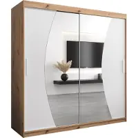 MEBLE KRYSPOL Kleiderschrank, Schiebetürenschrank Schlafzimmer, Schrank mit Spiegel WAVE 200 cm