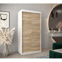 Minio Kleiderschränk 100 cm VERONA 1 Weiß matt / Sonoma