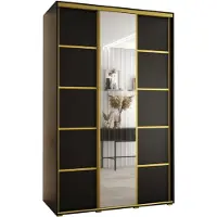 MEBLE KRYSPOL Davos 5 Schrank, drei Türen - 235,2x160x60 cm - Schwarz Schwarz Gold